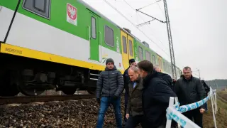 Polish Prime Minister Donald Tusk visits the site of the sabotage.