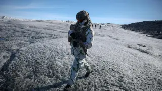 American soldier on maneuvers in Greenland